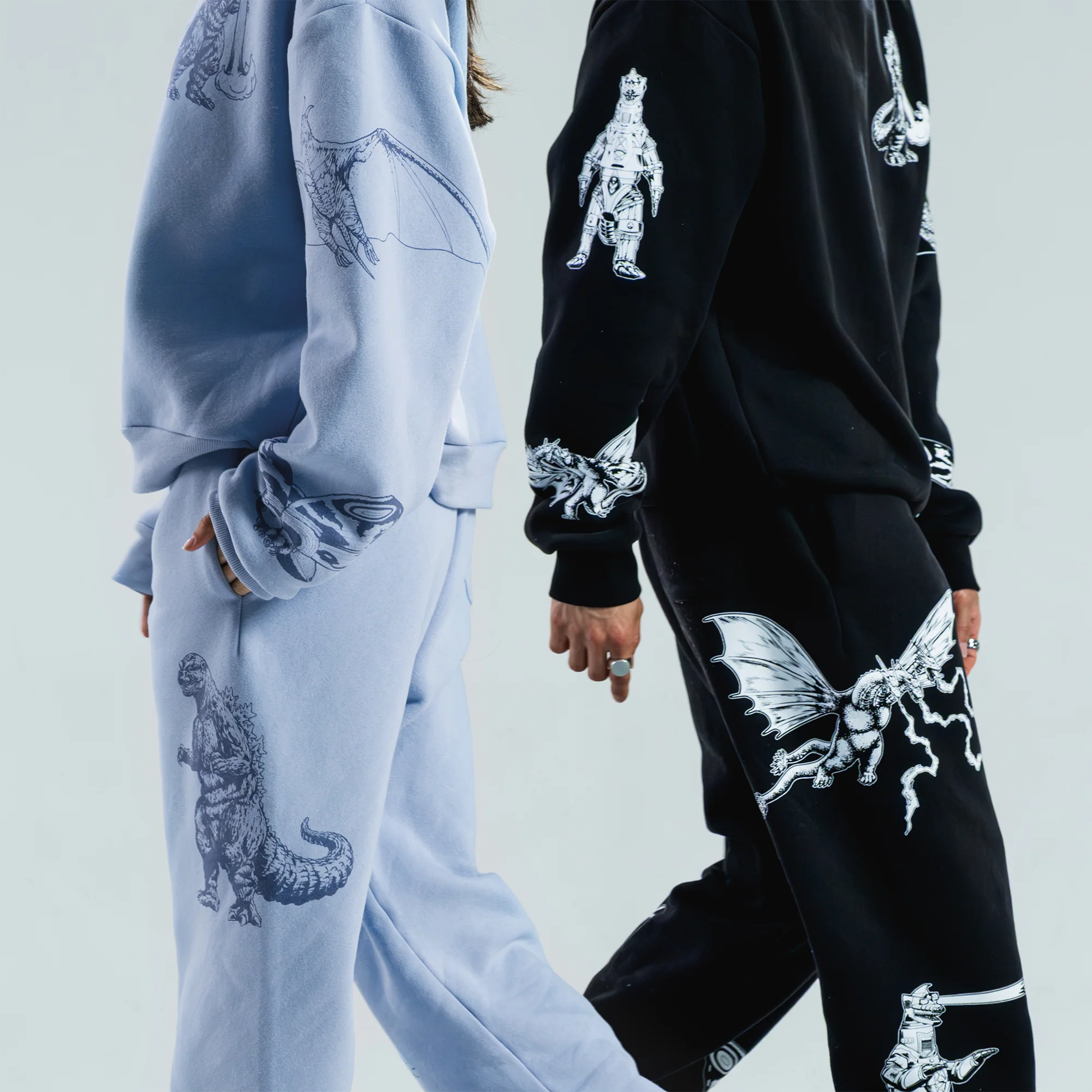 Godzilla Kaiju Print Sweatpants - Black - Image 11