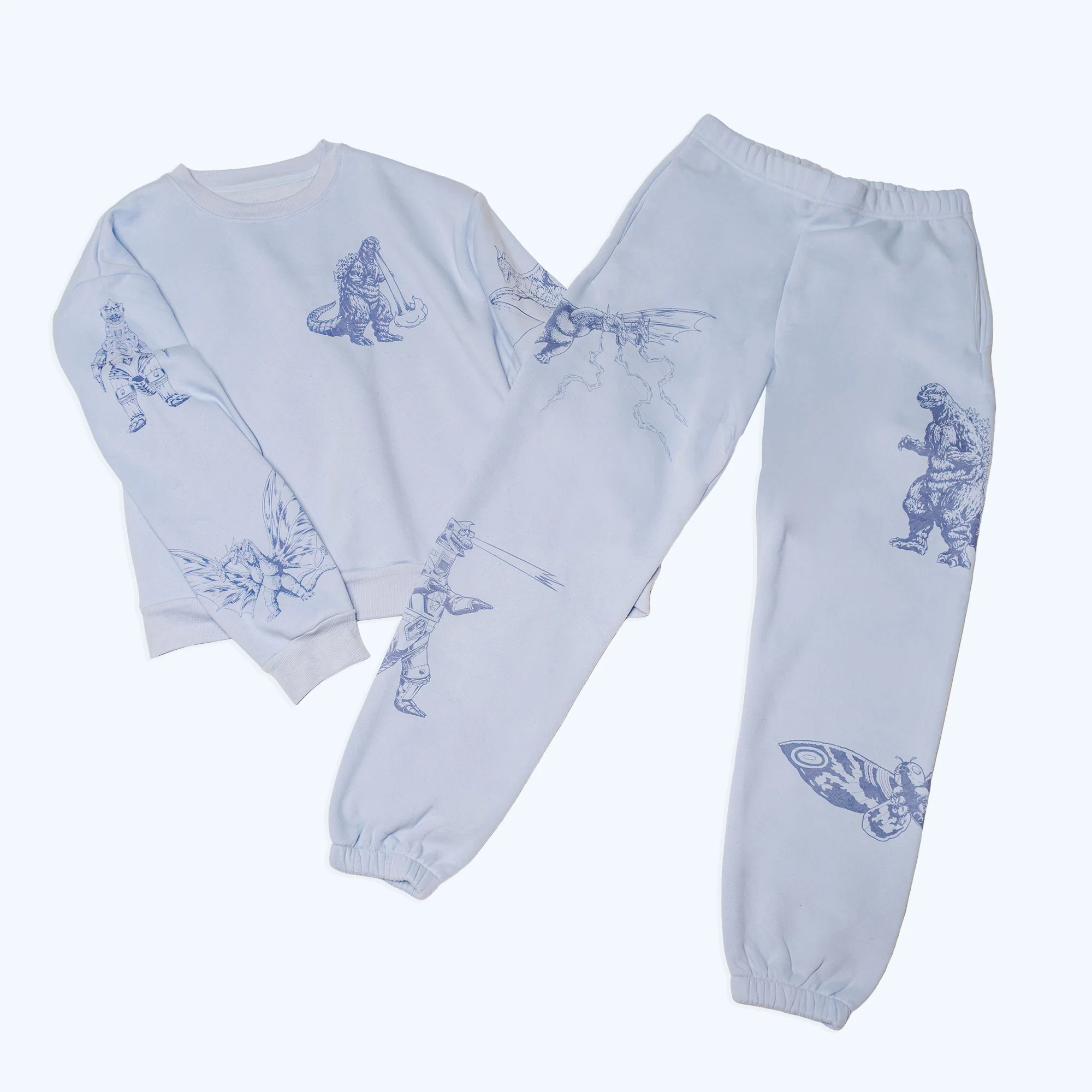 Godzilla Kaiju Print Sweatpants - Blue - Image 7